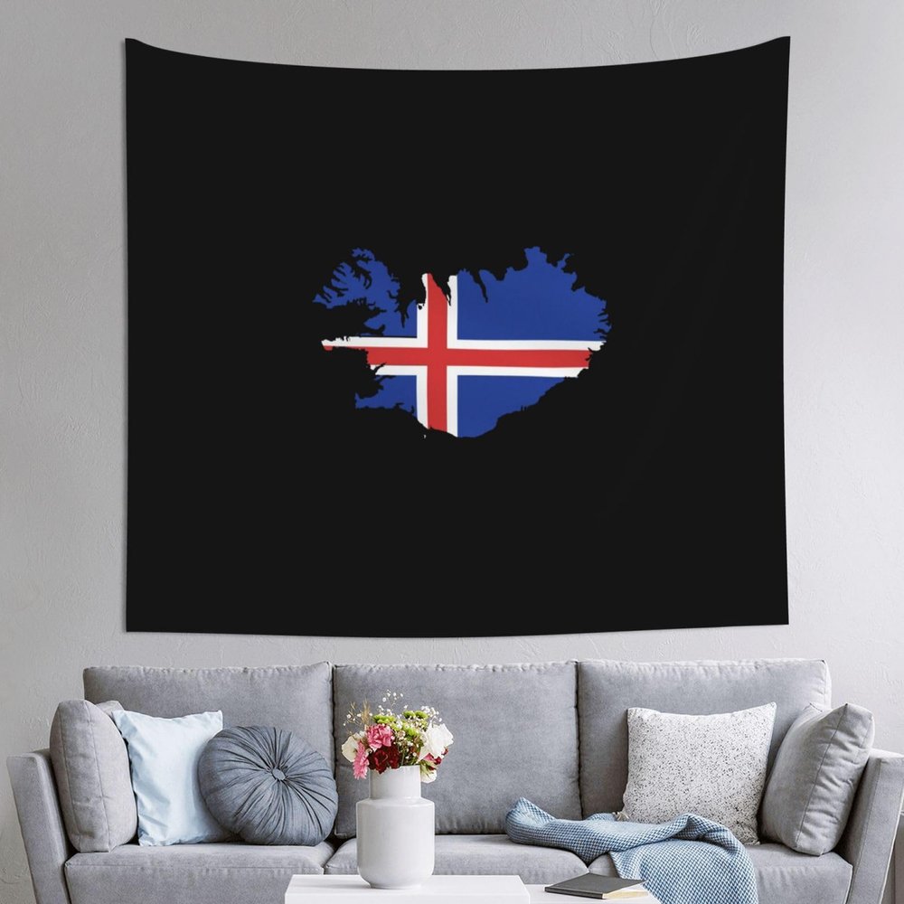 UNDEX Iceland Terrain Map Flag Tapestries Banners 60in*51in Wall Tapestry Aesthetic Wall Hanging Wall Decor For Bedroom Living Room Dorm Home Decoration
