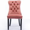 DESIGNER97 Modern Classic High-end Velvet Dining Chair Set of 2, Tufted Solid Wood Contemporary Upholstered with Wood Legs Nailhead Trim, Rivet, Pink view 3