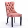 DESIGNER97 Modern Classic High-end Velvet Dining Chair Set of 2, Tufted Solid Wood Contemporary Upholstered with Wood Legs Nailhead Trim, Rivet, Pink view 4