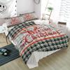 3 Piece Bedding Set,Snowman Merry Christmas Winter Snowflakes Breathable Duvet Cover Super Soft Pillow Shams,Xmad Tree Retro Tartan Washable Bed Sets All Seasons for Bedroom Dorm Hotel RV view 1