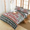3 Piece Bedding Set,Snowman Merry Christmas Winter Snowflakes Breathable Duvet Cover Super Soft Pillow Shams,Xmad Tree Retro Tartan Washable Bed Sets All Seasons for Bedroom Dorm Hotel RV view 3