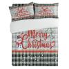 3 Piece Bedding Set,Snowman Merry Christmas Winter Snowflakes Breathable Duvet Cover Super Soft Pillow Shams,Xmad Tree Retro Tartan Washable Bed Sets All Seasons for Bedroom Dorm Hotel RV view 4