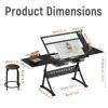 Drafting Table Desk Artist Desk, 0-50 Tilting Acrylic Top, (25.6"-35.4") Height Adjustable, All-in-One Art Desk for Reading, Writing, Crafting, Painting Art (Color : White, Size : 2*Side Tray) view 2