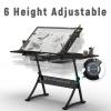 Drafting Table Desk Artist Desk, 0-50 Tilting Acrylic Top, (25.6"-35.4") Height Adjustable, All-in-One Art Desk for Reading, Writing, Crafting, Painting Art (Color : White, Size : 2*Side Tray) view 3