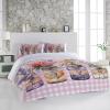 3 Piece Bedding Set,Valentine's Day Roses Flowers Lavender Breathable Duvet Cover Super Soft Pillow Shams,Pastoral Plants Pink White Check Washable Bed Sets All Seasons for Bedroom Dorm Hotel RV view 2