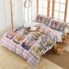3 Piece Bedding Set,Valentine's Day Roses Flowers Lavender Breathable Duvet Cover Super Soft Pillow Shams,Pastoral Plants Pink White Check Washable Bed Sets All Seasons for Bedroom Dorm Hotel RV view 3