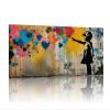 XDPBLM Canvas Paintings Wall Art Banksy Grafitti Girl with Red Balloon Modern Large Love Giclee Pictures Print Artwork for Dining Room Home Office Decor 29x59inch/75x150cm Inner-Frame view 1