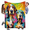 365CUSGIFTS - Basset Hound 1 Abstract Colorful Warm Plush Blankets for All Season, Fleece Blankets and Sherpa Blanket, Super Soft Cozy Blankets Blanket for Bed view 1