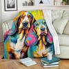 365CUSGIFTS - Basset Hound 1 Abstract Colorful Warm Plush Blankets for All Season, Fleece Blankets and Sherpa Blanket, Super Soft Cozy Blankets Blanket for Bed view 3