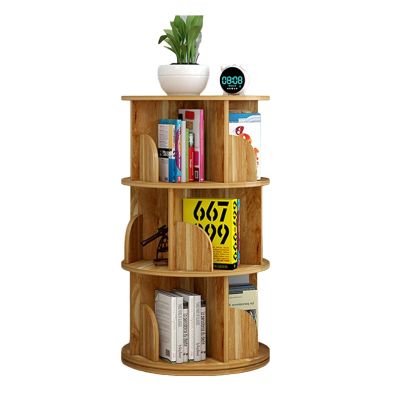 3-layer Rotating Bookshelf, CD Storage Rack, Rotating Bookcase, Floor-standing Rack, Rotating Display Tower, Stackable Round, Suitable For Children And Adults ( Color : Natural , Size : 40x40x98cm )