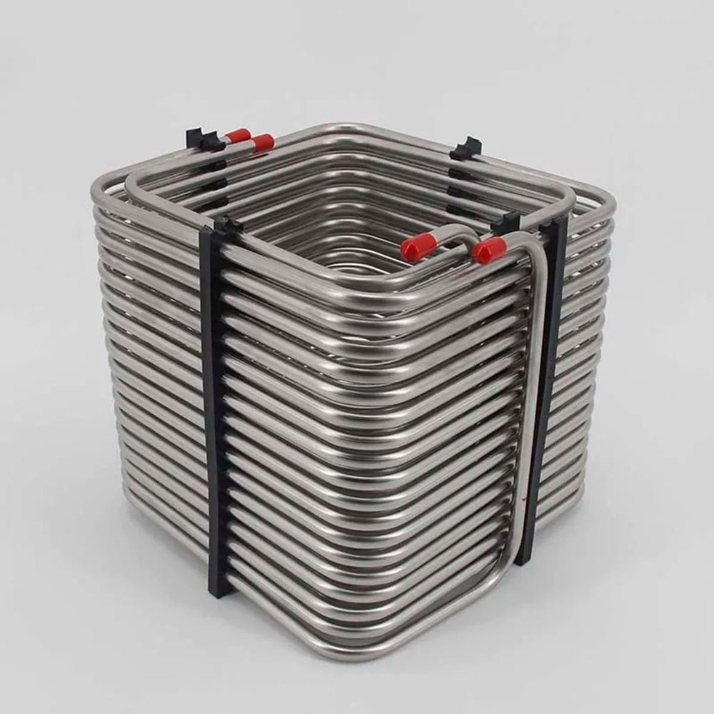 Aimeryup Water Chiller, Wort Chiller Stainless Steel Square 2-Way 5/16"(8mm) OD Tubing High Efficiency Draft Beer Box DIY Kegerator