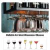 Hanging Wine Rack with Glass Holder and Shelf, Ceiling Mounted Wine Glass Rack Height Adjustable Industrial Hanging Wine Bottle Holder, Black Metal Iron Ceiling Bar Decoration Shelf ( Size : L 180cm/7 view 3