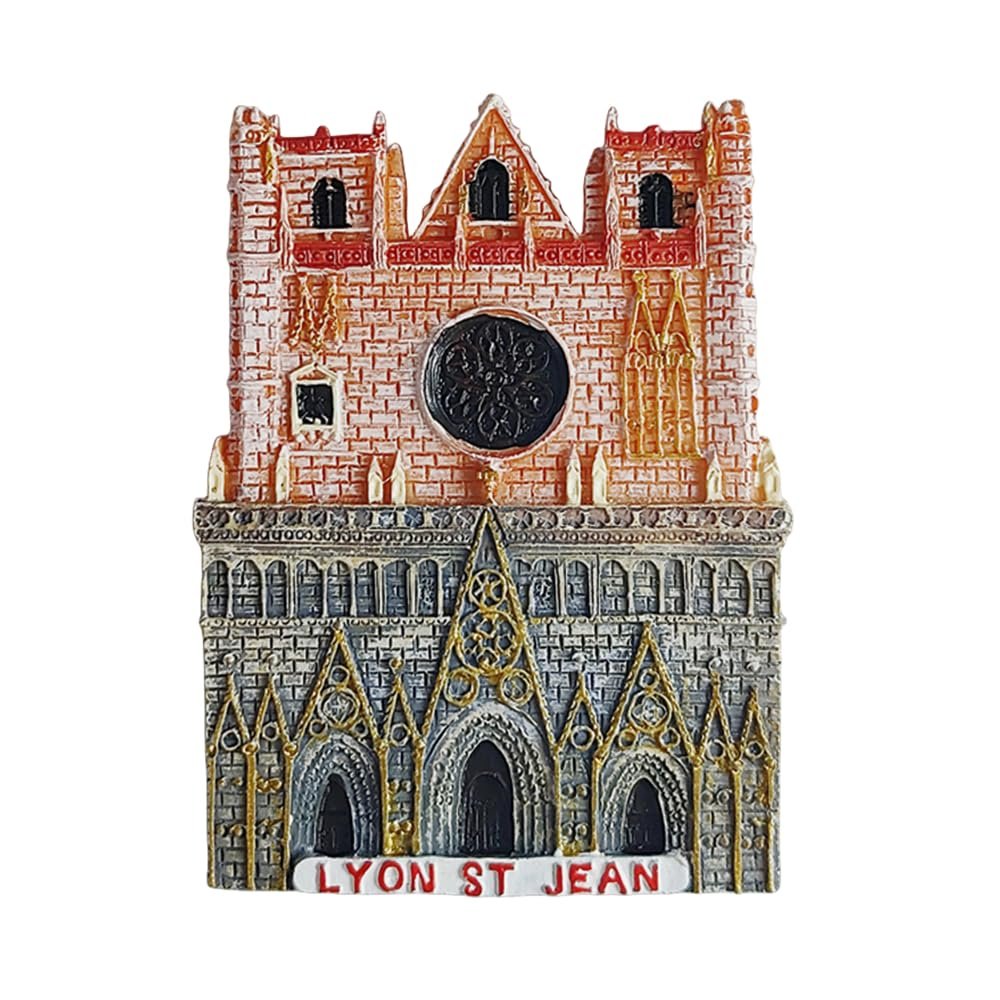 3D St Jean Cathedral Lyon France Fridge Magnet Tourist Souvenir Refrigerator Decoration Resin Hand Painted Craft Collection