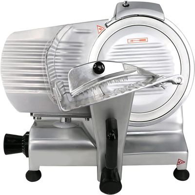 Hakka Meat Slicer, Commercial 10inch Blade Cheese Slicer Anodized Aluminum Electric Food Slicer Adjustable Thickness Semi-Auto Frozen Ham Slicer, 110V/150W, 1/5HP