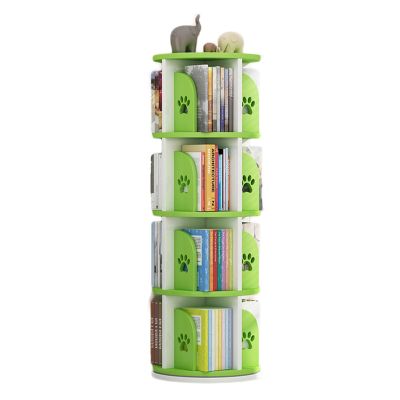 Rotating Bookshelf 4-layer, 360 Rotating Bookcase, CD Storage Rack, Corner Display Storage Rack, Floor-standing Bookshelf, Bedroom, Living Room, Study, Office ( Color : Green , Size : 50x50x128cm )
