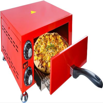 YOOKTEN Indoor Pizza Oven Countertop Electric 12" Commercial Stainless Steel Pizza Maker With 60 Minutes Timer, Red
