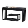 3-Tier Shoe Rack Bench - Black Metal Frame Entryway Shoe Bench with Storage and Padded Seat - Shoe Organizer for Entryway Bedroom Hallway view 1