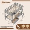 Giantex Bunk Bed Twin Over Twin with 2 Storage Drawers, Solid Wood Bed Frame with Convertible Storage Cube, Safety Guardrails & Ladder, No Box Spring Needed, Twin Bunk Beds for Kids Teens (Grey) view 2