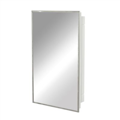 Plexon Stainless Steel Framed Cabinet, 16 in x 26 in, Mirror Frame, with 2 Shelves for More Storage