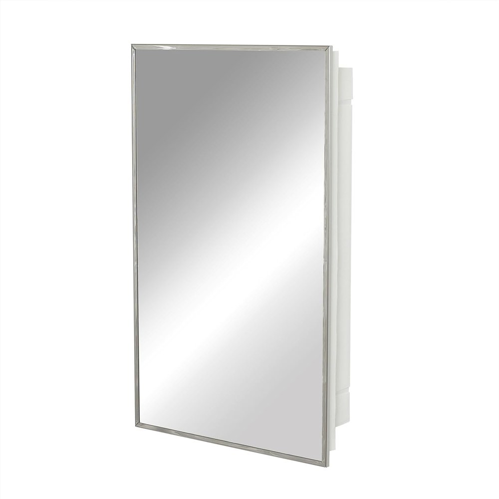 Plexon Stainless Steel Framed Cabinet, 16 in x 26 in, Mirror Frame, with 2 Shelves for More Storage