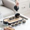 APLUSH Ceramic Tea Set, Portable Adult Travel Gongfu Tea Set Modern Simple Living Room Tea Set with 6 Tea Cups,Tea Set Gift for Home,Outdoor,Business,Dark Blue 2,Blue Bag view 3