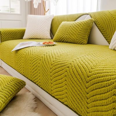 Funny Fuzzy Couch Covers for Sofa, 2024 New Non-Slip Soft Velvet Couch Cushion Covers, Fluffy Sofa Cushion for Living Room, Pets (Color : Green, Size : 90x120cm/35.4x47.2in)