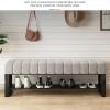 FUYAO Entrance Shoe Bench, 2 Tier Shoe Rack with Velvet Seats, Sturdy Metal Storage Bench, Large Capacity Shoe Organizer Rack for Bedroom Hallway Entryway Living Room view 3