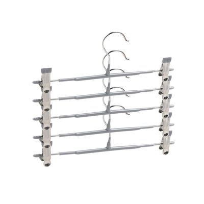 Ciieeo 5pcs Non- Pants Hanger with Clips Space Saving Clothing Rack for Skirts Trousers and More Grey Design for Home and Retail Use