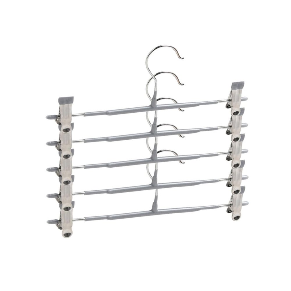 Ciieeo 5pcs Non- Pants Hanger with Clips Space Saving Clothing Rack for Skirts Trousers and More Grey Design for Home and Retail Use