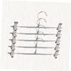 Ciieeo 5pcs Non- Pants Hanger with Clips Space Saving Clothing Rack for Skirts Trousers and More Grey Design for Home and Retail Use view 2