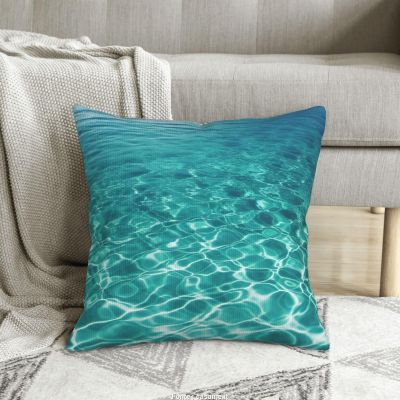 RLDOBOFE Blue Aqua Pool Water Print Decorative Throw Pillow Covers Corduroy Cushion Covers Soft Throw Pillow Case Sofa Pillow Case Square Cushion Case for Living Room Bed Couch Car Home Decor 18"x18"