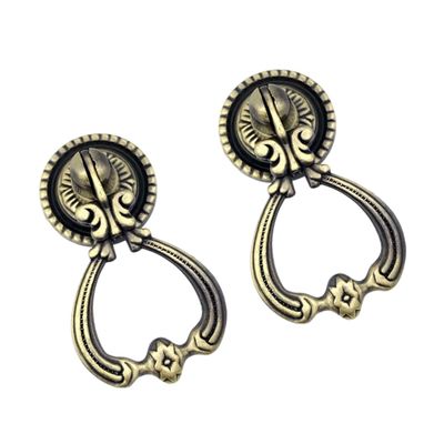Golden Zinc Alloy Ring Pull Knobs, Extra Thick 2 Piece Cabinet Hardware