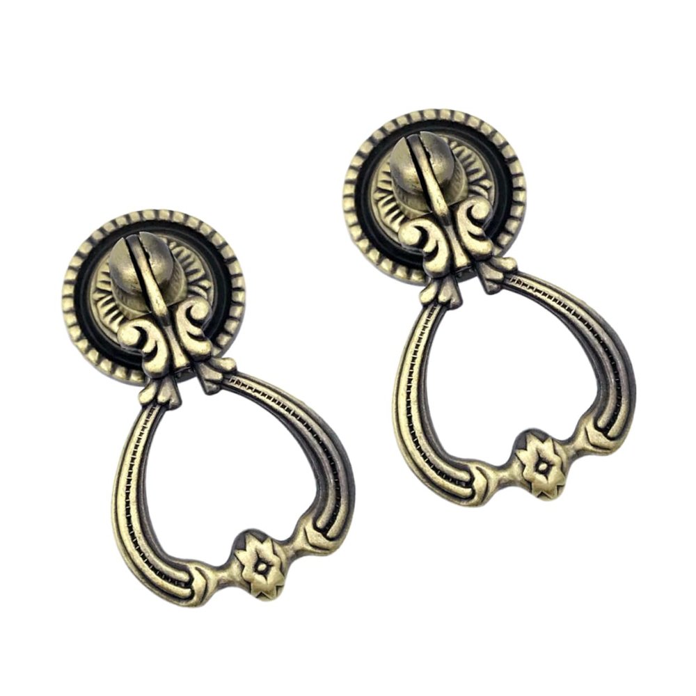 Golden Zinc Alloy Ring Pull Knobs, Extra Thick 2 Piece Cabinet Hardware