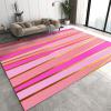 2x4 Runner Rugs Cute Pink and Purple Stripes Fit Under Door Rugs for Entryway, High-Grade Gold Foil Lines Kitchen Runner Rug Soft Non Slip Washable for Sink Entryway Hallways Indoor view 1