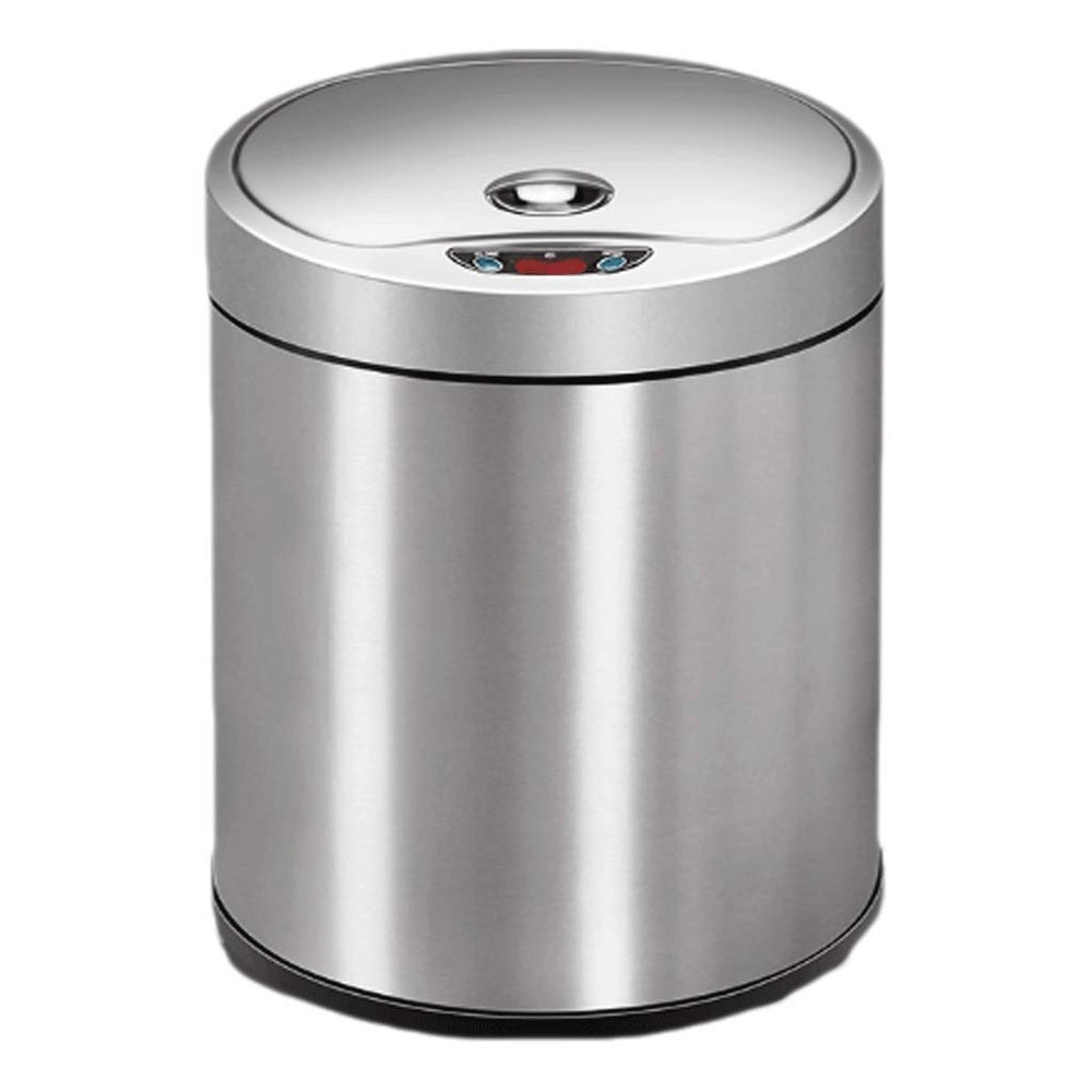 SKipdr Kitchen Trash Can for Bathroom Bedroom Home Office Automatic Touch Free High-Capacity Garbage Can with Lid Brushed Stainless Steel (Color : B, Size : L)