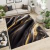 2x4 Runner Rugs Stylish Marble Texture Fit Under Door Rugs for Entryway, Abstract Black Gold Kitchen Runner Rug Soft Non Slip Washable for Sink Entryway Hallways Indoor view 2