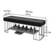 Upholstered Shoe Bench 2 Tier Shoe Rack Entryway Ottoman Bench for Living Room Metal Frame Shoe Rack Bench Elegant Storage Solution view 3