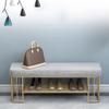 Upholstered Shoe Bench 2 Tier Shoe Rack Entryway Ottoman Bench for Living Room Metal Frame Shoe Rack Bench Elegant Storage Solution view 4