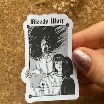 Bloody Mary Sticker Urban Legends Sticker Horror Story Sticker Black and White Sticker Creepy Sticker Scary Sticker - Matte Finish