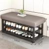 FUYAO Metal Shoe Storage Bench for Small Spaces - Entrance Bench with Shoe Rack, Hallway Bench with Storage and Seating for Organizing view 2