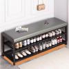FUYAO Metal Shoe Storage Bench for Small Spaces - Entrance Bench with Shoe Rack, Hallway Bench with Storage and Seating for Organizing view 3
