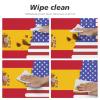 AMAZWI American Spain Flag Round Fitted Tablecloth,Table Cover with Elastic Edge,Waterproof Table Cloth for Party Picnic view 4