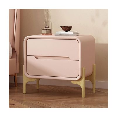 JITEM Modern Nightstand Wooden Hidden 2 Drawer Bedside Table w/Solid Wood Feets Microfiber Leather End Side Table MDF Night Stand Bedroom Cabinet