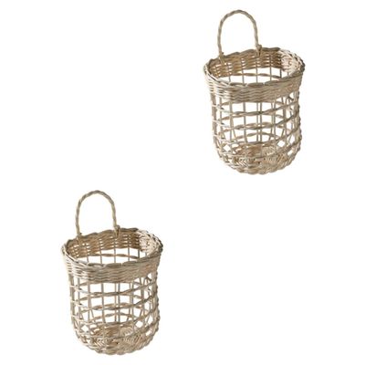 Zerodeko 2pcs Elegant Rattan Baskets Woven Storage Baskets for Fruit Decorative for Home Balcony Flower Holder Wall-mounted Decor