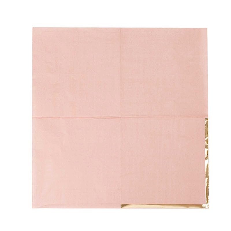 50 Dusty Rose Pastel Gold Trim 2 Ply Dinner Cocktail Paper Napkins Wedding Party Events Receptions Catering Decorations Supplies