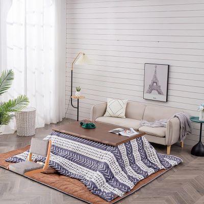 Coffee Desk, With Hide Hanging Heater, Kotatsu Heated Table, Foldable Wood Table, Bedroom Tatami Heated Stove, Foot Warmer Coffee Table, 4PCS Set Include Table Blanket/Pad/Heater/Wood Table (Color :