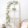 BEIJIALY Artificial Vines Fake Greenery Garland, Spring Summer Faux Fruit Vine Garlands, Hanging Plant Greenery Fruit Garland for Front Door Mantle Wedding Decor(Green Apple) view 4