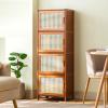 MAAOBR Display Cabinet with Acrylic Door, 2/3/4 Tier Bamboo Curio Cabinet for Collectibles, Figures & Books, Modern Display Shelf Bookcase for Living Room Bedroom(C,4th Floor) view 1