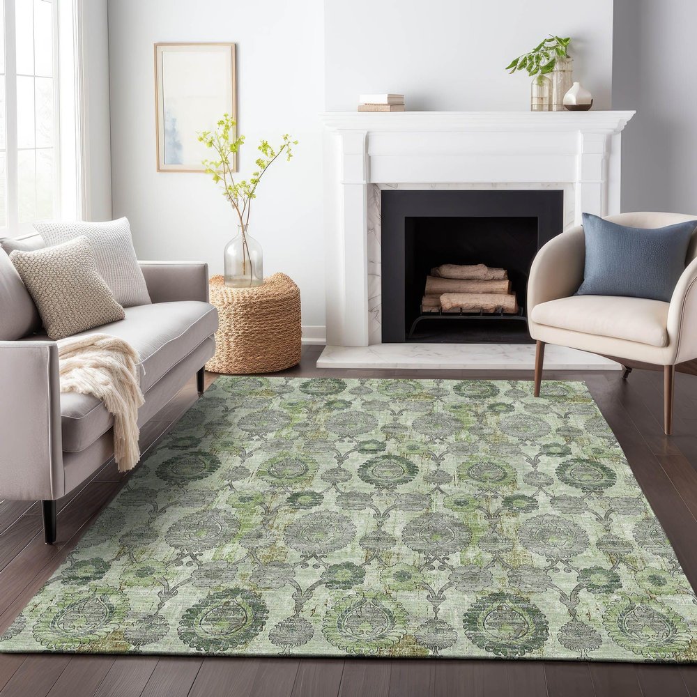 Addison Rugs Chantille ACN821 Green 8' x 10' Indoor/Outdoor, Machine Washable, Easy Clean, Non Shedding, Bedroom, Living Room, Dining Room, Kitchen, Patio Rug