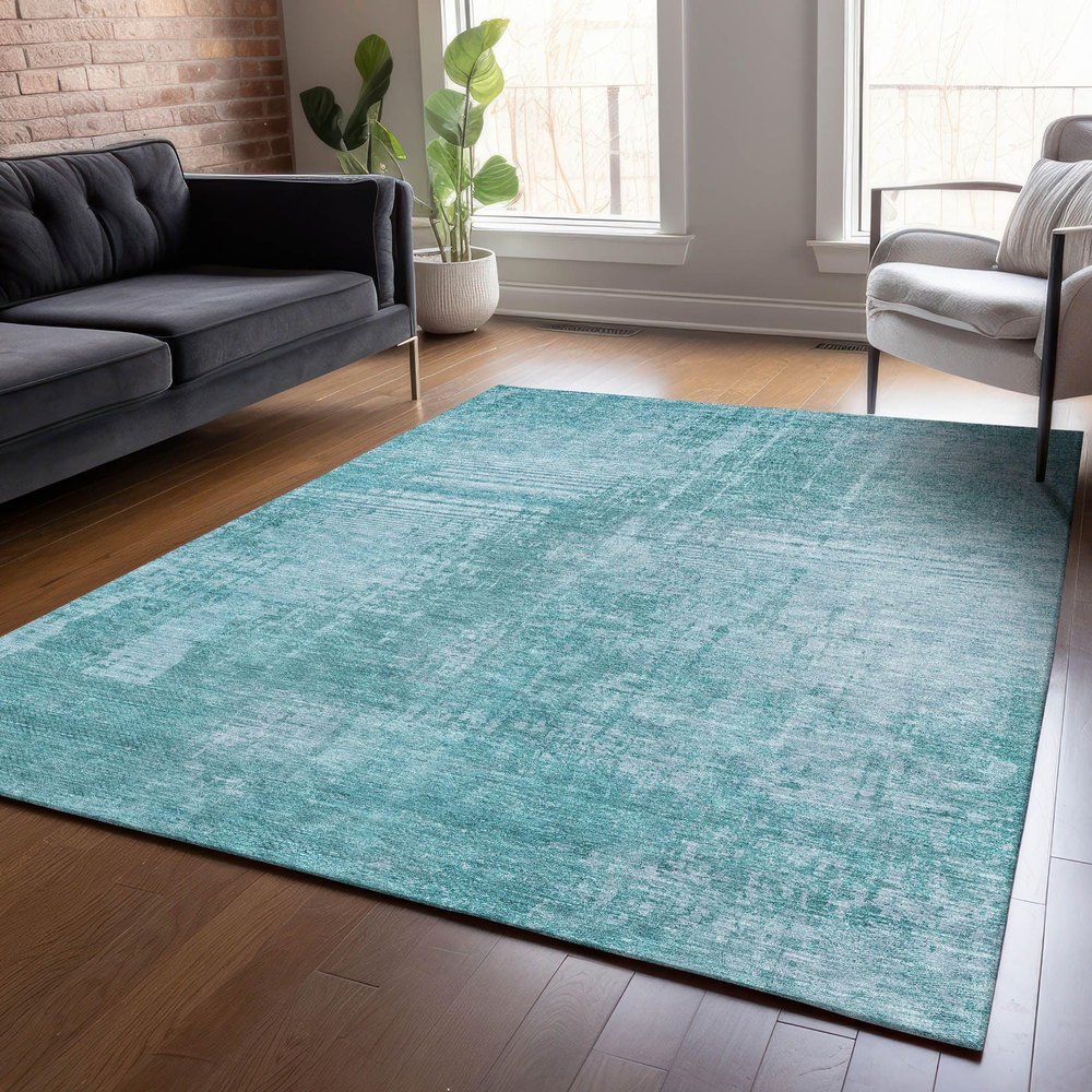 Addison Rugs Chantille ACN796 Teal 9' x 12' Indoor/Outdoor, Machine Washable, Easy Clean, Non Shedding, Bedroom, Living Room, Dining Room, Kitchen, Patio Rug